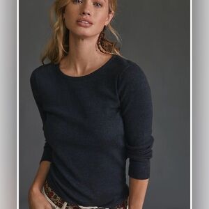 T.La Charcoal Ribbed Crewneck Top
